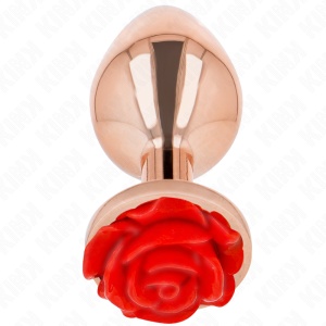 Kink - Plug Anal Rosa Ouro Com Rosa Vermelha L - Img 1
