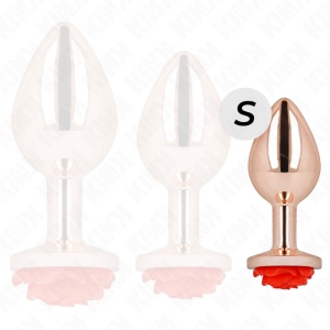 Kink - Plug Anal De Ouro Rosa Com Rosa Vermelha S - Img 3