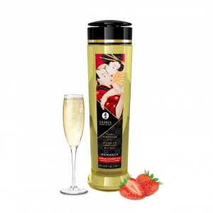 Óleo Massagem Shunga Romance Morangos com Campanhe 240 ml