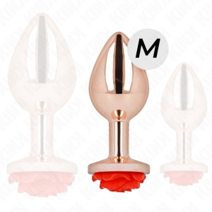Kink - Plug Anal De Ouro Rosa Com Rosa Vermelha M - Img 2