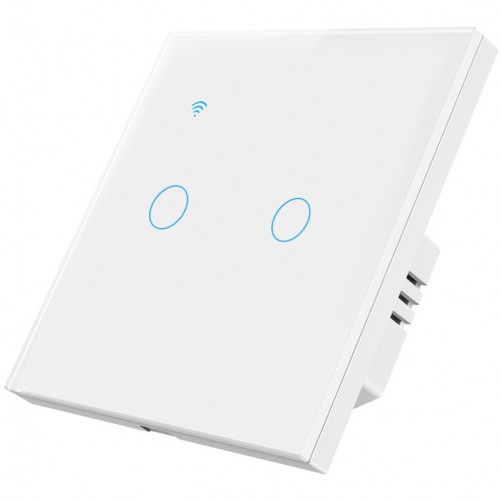Inteligentny przełącznik dotykowy iUni 2F, Wi-Fi, zabezpieczony szkłem, LED