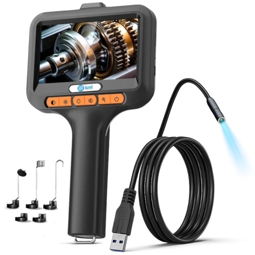 Kamera Inspekcyjna do Samochodów Przemysłowych iUni VC43-AV, Ekran IPS 4.3 Cala, Kabel Półsztywny, Długość 2m, 1080P, 8 Regulowanych Diod LED, Obiektyw 8 mm, Wodoodporność IP67, 2600mAh