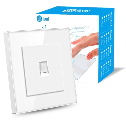 Gniazdo internetowe RJ45, Cat6, bezpieczna szklana ramka, iUni SD