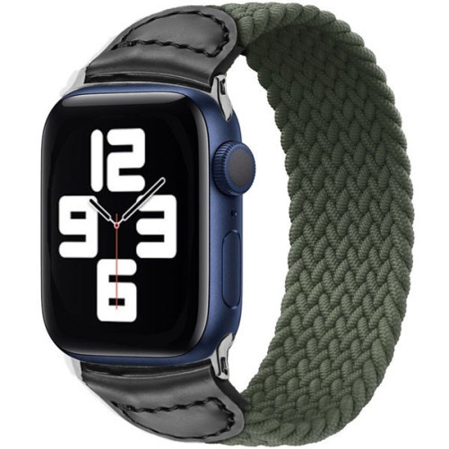 Pasek iUni kompatybilny z Apple Watch Ultra/SE/8/7/6/5/5/4/3/2/1, 38 mm, pleciona pętla Solo, zielony