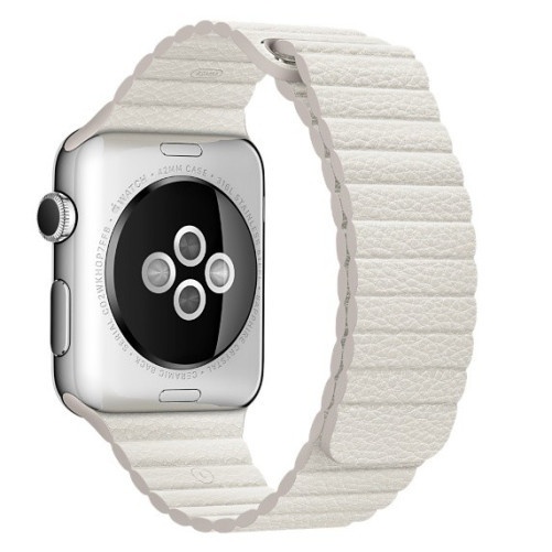 Pasek iUni kompatybilny z Apple Watch Ultra/SE/8/7/6/5/5/4/4/3/2/1, 42 mm, skórzana pętla, skórzany, biały