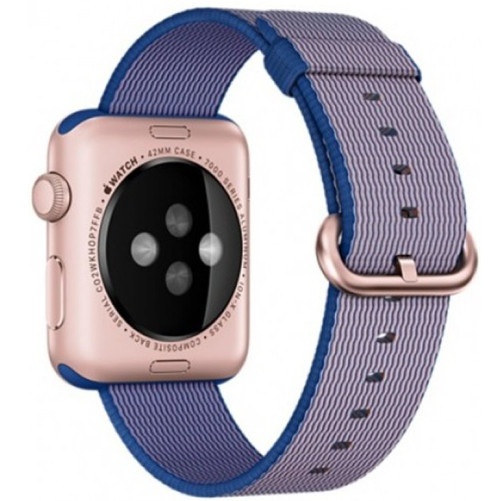 Pasek iUni kompatybilny z Apple Watch Ultra/SE/8/7/6/5/5/4/4/3/2/1, 42 mm, nylonowy, tkany pasek, fioletowy elektryczny