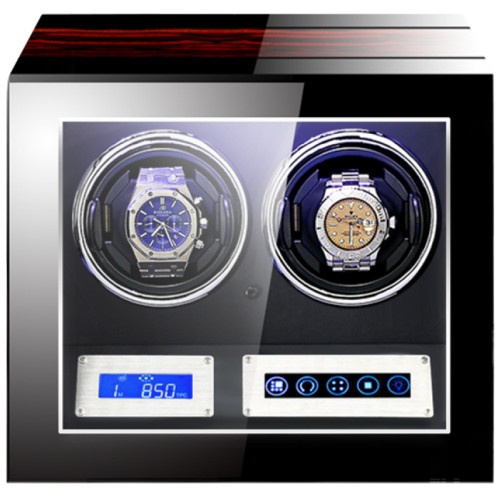iUni, Luxury Watch Winder 2 Mahon-Black, Luksusowy nawijak do zegarków 2 z odciskiem palca