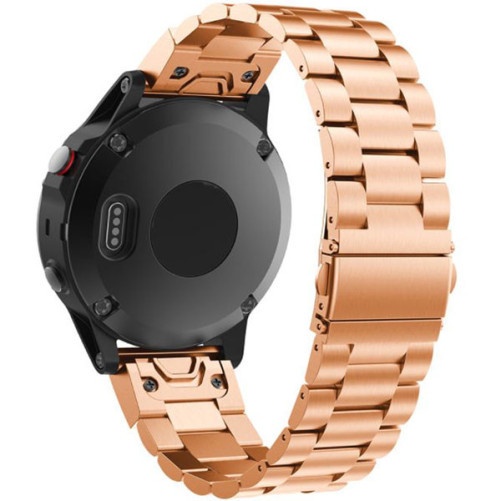 Kompatybilny pasek iUni dla Garmin Fenix 7X / 6X / 5X Plus / 5X / 3 HR / 3, 26 mm, stalowy pasek w kolorze różowego złota