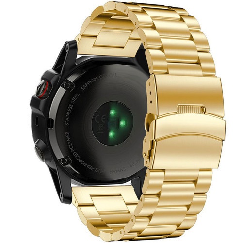 Pasek do zegarka Smartwatch Garmin Fenix 7X / 6X / 5X Plus / 5X / 5X / 3 HR / 3, 26 mm Stal nierdzewna iUni Gold