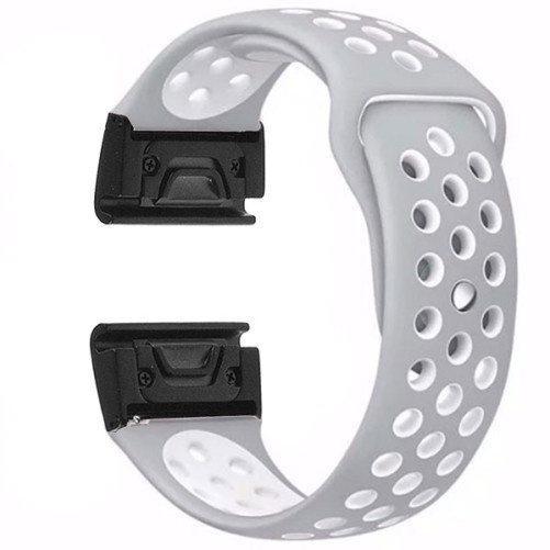 Pasek do zegarka Smartwatch Garmin Fenix 7X / 6X / 5X Plus / 5X / 5X / 3 HR / 3, 26 mm iUni Silicon Sport Grey-Alb iUni Silicon