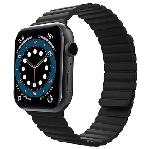 Pasek iUni iUni kompatybilny z Apple Watch Ultra/SE/8/7/6/6/5/5/4/4/3/2/1, 40 mm, silikonowy, magnetyczny, czarny