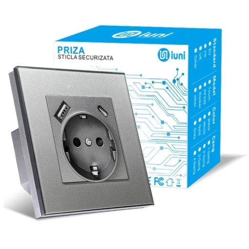 Porty USB-A i USB-C, iUni UC1, 16A, srebrny