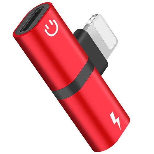iUni Mini Lightning Splitter iUni Dual Port Lightning Adapter do ładowania słuchawek i iPhone'a, czerwony