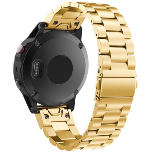 Kompatybilny pasek iUni dla Garmin Fenix 7X / 6X / 5X Plus / 5X / 3 HR / 3, 26 mm, stalowy pasek złoty