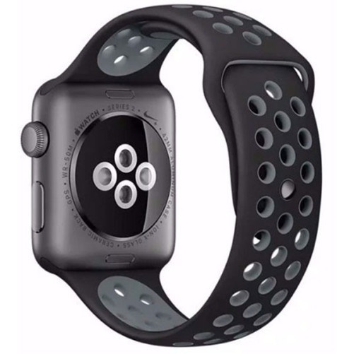 Pasek iUni iUni kompatybilny z Apple Watch Ultra/SE/8/7/6/5/5/4/4/3/2/1, 40 mm, Silicon Sport, czarny/srebrny