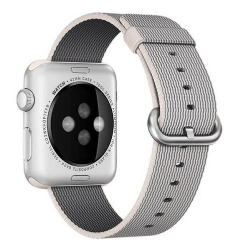 Pasek iUni kompatybilny z Apple Watch Ultra/SE/8/7/6/5/5/4/4/3/2/1, 38 mm, nylonowy, tkany, biały/szary