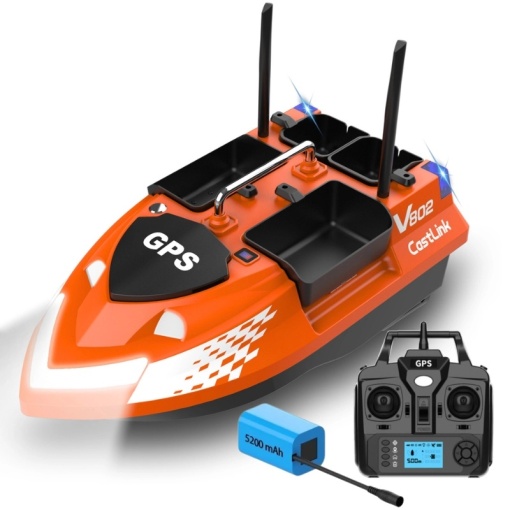 Łódka Zanętowa iUni V802 PRO, GPS, 5200mAh, 4 Pojemnikami, Pojemność 3kg, 500m, 15km/h, Zdalne sterowanie 2.4GHz