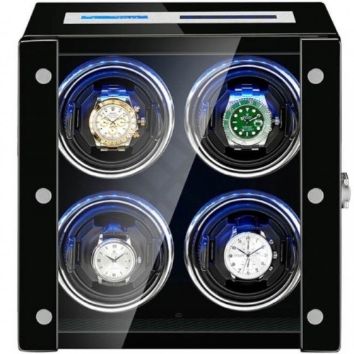 Automatyczna nakręcarka do zegarków iUni, Luxury Watch Winder 4, ekran dotykowy, czarna