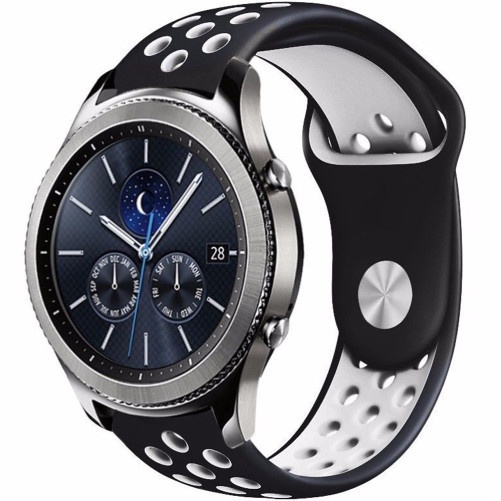 Pasek do zegarka Smartwatch Samsung Galaxy Watch 4, Watch 4 Classic, Gear S2, iUni 20 mm Silicon Sport Black-White