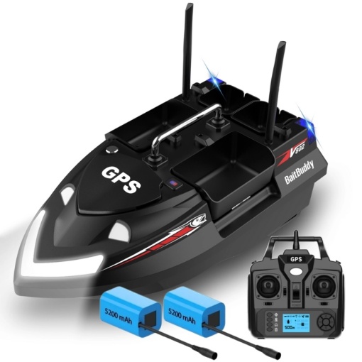 Łódka Zanętowa iUni V802 PRO, GPS, 2 Akumulatory 5200mAh, 4 Pojemnikami, Pojemność 3kg, 500m, 15km/h, Zdalne sterowanie 2.4GHz, Czarny