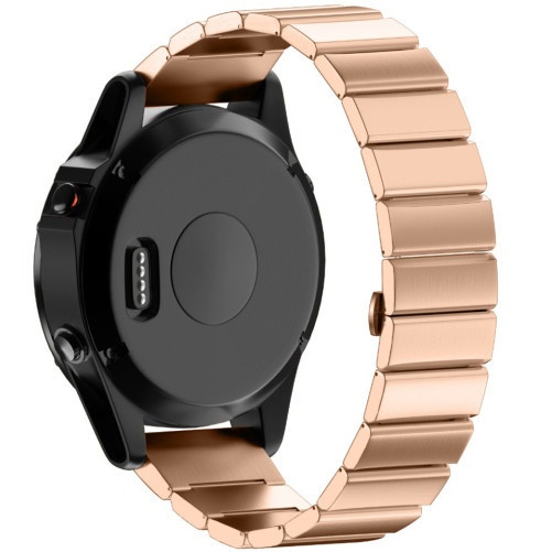 Pasek do zegarka Smartwatch Garmin Fenix 7X / 6X / 5X Plus / 5X / 5X / 3 HR / 3, 26 mm Bransoletka iUni Rose Gold Link ze stali nierdzewnej