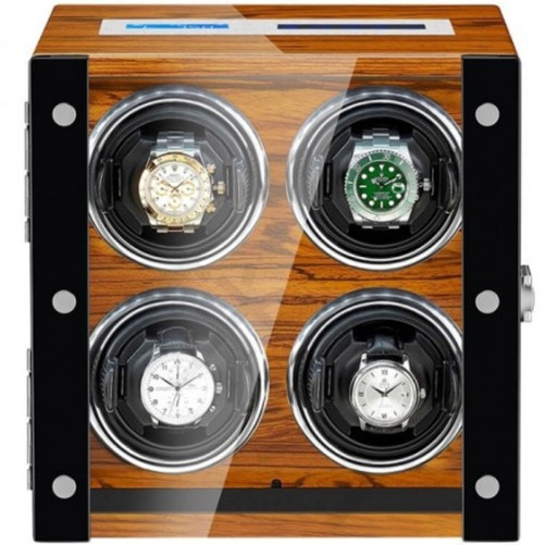 Automatyczna nakręcarka do zegarków iUni, Luxury Watch Winder 4, ekran dotykowy, brązowa