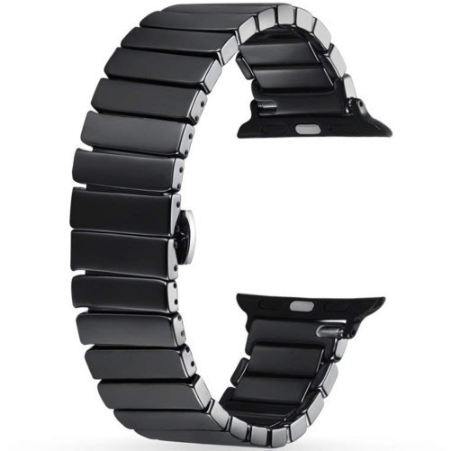 iUni iUni Pasek kompatybilny z Apple Watch Ultra/SE/8/7/6/5/5/4/4/3/2/1, 38 mm, pasek ceramiczny, czarny