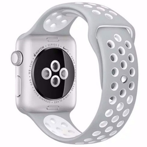 Pasek iUni kompatybilny z Apple Watch Ultra/SE/8/7/6/5/5/4/3/2/1, 40 mm, Silicon Sport, Srebrny/Alb Srebrny