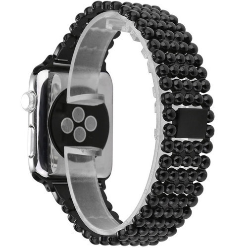 Pasek iUni kompatybilny z Apple Watch Ultra/SE/8/7/6/5/5/4/4/3/2/1, 44 mm, luksusowy, stal nierdzewna, czarny