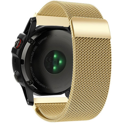 Pasek iUni kompatybilny z Garmin Fenix 7X / 6X / 5X Plus / 5X / 3 HR / 3, 26 mm, szlufka mediolańska, złoty
