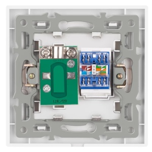 Gniazdo TV + Internet RJ45, Cat6, Cat6, ramka szklana, iUni TDS, czarny - Img 4
