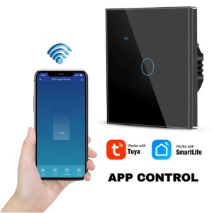 Inteligentny przełącznik dotykowy, WiFi, WiFi, Bezpieczne szkło, iUni 1G, 10A, Sterowanie głosowe, Smart Life / Tuya, LED, Czarny - Img 3