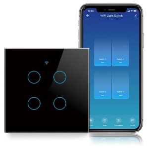 Inteligentny przełącznik dotykowy, WiFi, WiFi, Bezpieczne szkło, iUni 4G, 10A, Sterowanie głosowe, Smart Life / Tuya, LED, Czarny - Img 2