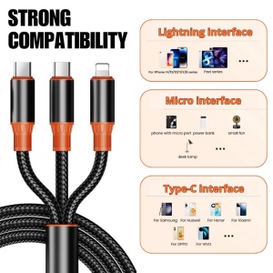 Kabel do szybkiego ładowania iUni B18 5 w 1, 100 W, szybkie ładowanie, 120 cm, USB-A/USB-C do Micro-USB, Lightning, Type-C, iPhone, Samsung, Huawei, Xiaomi, Airpods, MacBook - Img 5