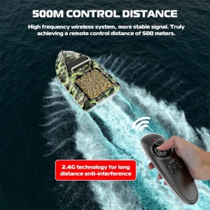 Łódka Zanętowa iUni V050, 500m, Pojemność 2kg, 5200mAh, 10km/h, Zdalne sterowanie 2.4GHz, Kamuflaż zielony - Img 5