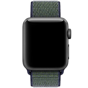 Pasek do zegarka iUni kompatybilny z Apple Watch Ultra/SE/8/7/6/5/5/4/4/3/2/1, 38 mm, nylonowy sportowy, tkany pasek, granatowy/zielony - Img 2