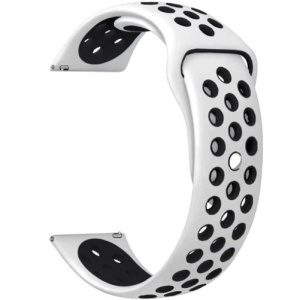 Pasek do zegarka Smartwatch Samsung Galaxy Watch 4, Watch 4 Classic, Gear S2, iUni 20 mm Silicon Sport Biało-czarny - Img 3