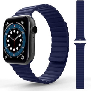 Pasek iUni iUni kompatybilny z Apple Watch Ultra/SE/8/7/6/5/5/4/4/3/2/1, 42 mm, silikonowy, magnetyczny, Midnight Blue - Img 4