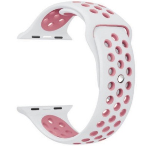 Pasek iUni iUni kompatybilny z Apple Watch Ultra/SE/8/7/6/6/5/5/4/4/3/2/1, 40 mm, Silicon Sport, Biały/Różowy - Img 3
