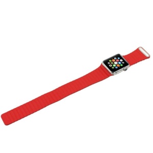 Pasek iUni kompatybilny z Apple Watch Ultra/SE/8/7/6/5/4/3/2/1, 40 mm, skórzana pętla, skóra, czerwony - Img 2