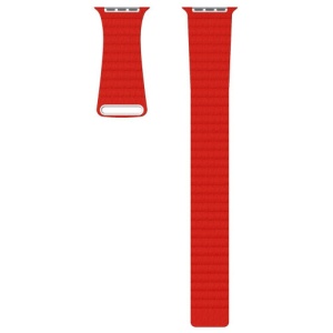 Pasek iUni kompatybilny z Apple Watch Ultra/SE/8/7/6/5/4/3/2/1, 44 mm, skórzana pętla, skóra, czerwony - Img 5