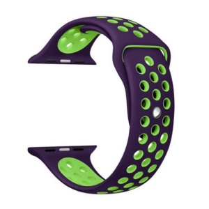 Pasek iUni kompatybilny z Apple Watch Ultra/SE/8/7/6/5/5/4/3/2/1, 40 mm, Silicon Sport, fioletowy/zielony - Img 5