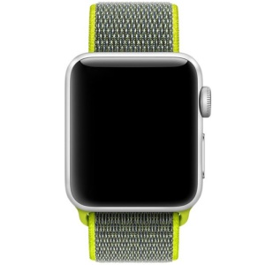 Pasek iUni kompatybilny z Apple Watch Ultra/SE/8/7/6/5/5/4/4/3/2/1, 40 mm, Nylon Sport, tkany pasek, szary/zielony elektryczny - Img 3
