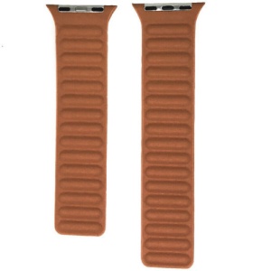 Pasek iUni kompatybilny z Apple Watch Ultra/SE/8/7/6/5/5/4/4/3/2/1, 42 mm, skórzane ogniwo, brązowy - Img 3