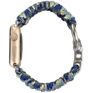Pasek iUni kompatybilny z Apple Watch Ultra/SE/8/7/7/6/5/5/4/4/3/2/1, 40 mm, elastyczny paracord, wytrzymała nylonowa lina, niebiesko-zielony - Img 2