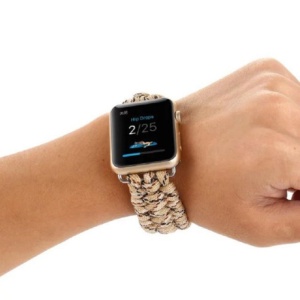 Pasek iUni kompatybilny z Apple Watch Ultra/SE/8/7/7/6/5/5/4/4/3/2/1, 40 mm, elastyczny paracord, wytrzymała nylonowa lina, kremowy - Img 4