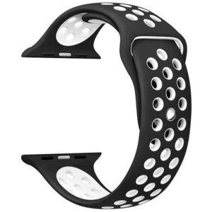 Pasek iUni Watch kompatybilny z Apple Watch Ultra/SE/8/7/6/5/5/4/4/3/2/1, 38 mm, Silicon Sport, Czarny/Alb - Img 2