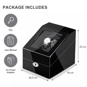 PONOWNIE ZAPLOMBOWANY – iUni Rotomat na zegarki automatyczny na, 4 Programy rotacji, Watch Winder 2 + 3 schowki, czarny - Img 7