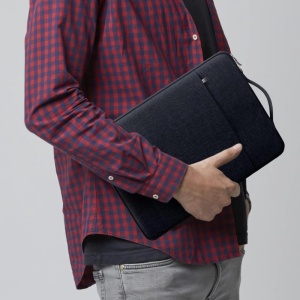 Torba na laptop 15"-16" iUni z wodoodpornego materiału tekstylnego, odporna na zarysowania i wstrząsy, z kieszenią zewnętrzną, czarny - Img 12