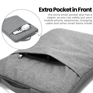 Torba na laptop 15"-16" iUni z wodoodpornego materiału tekstylnego, odporna na zarysowania i wstrząsy, z kieszenią zewnętrzną, szara - Img 6